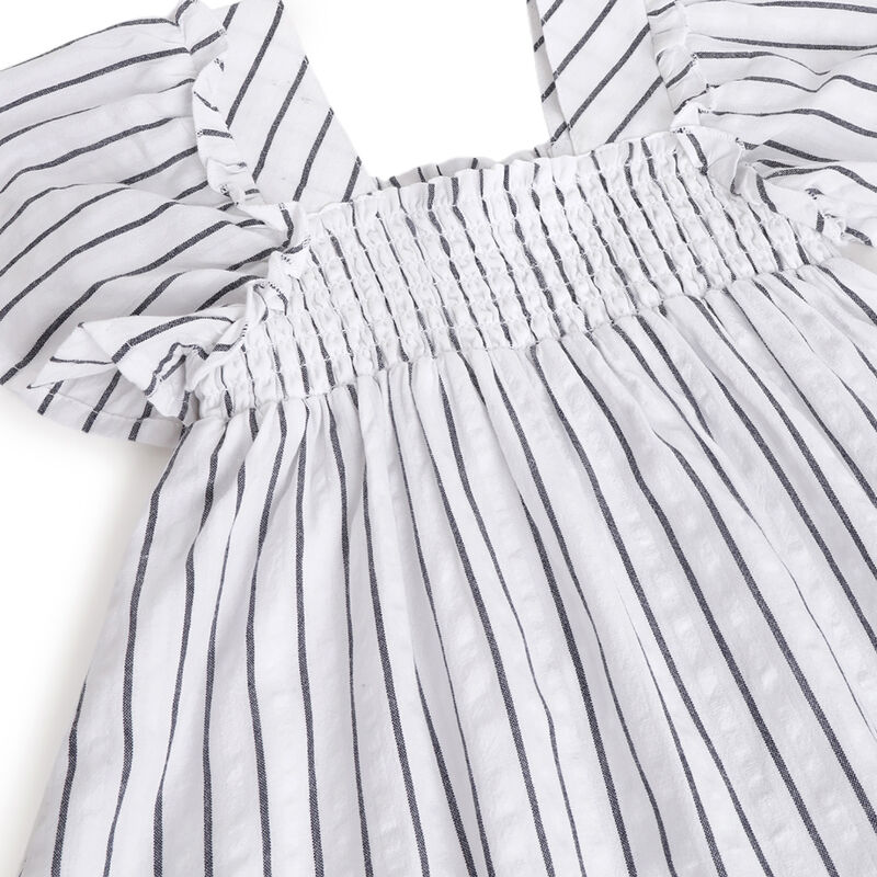 Girls White Striped Short Sleeve Top image number 2